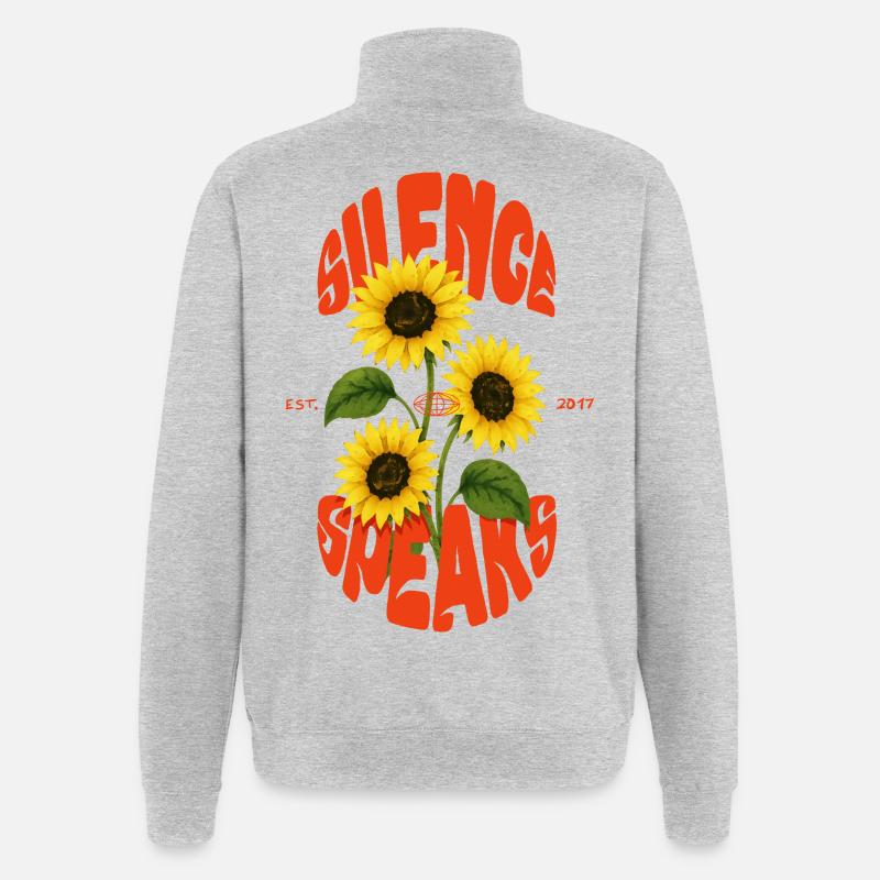 Le silence parle - Sweat à zip 1/4 - gris chiné