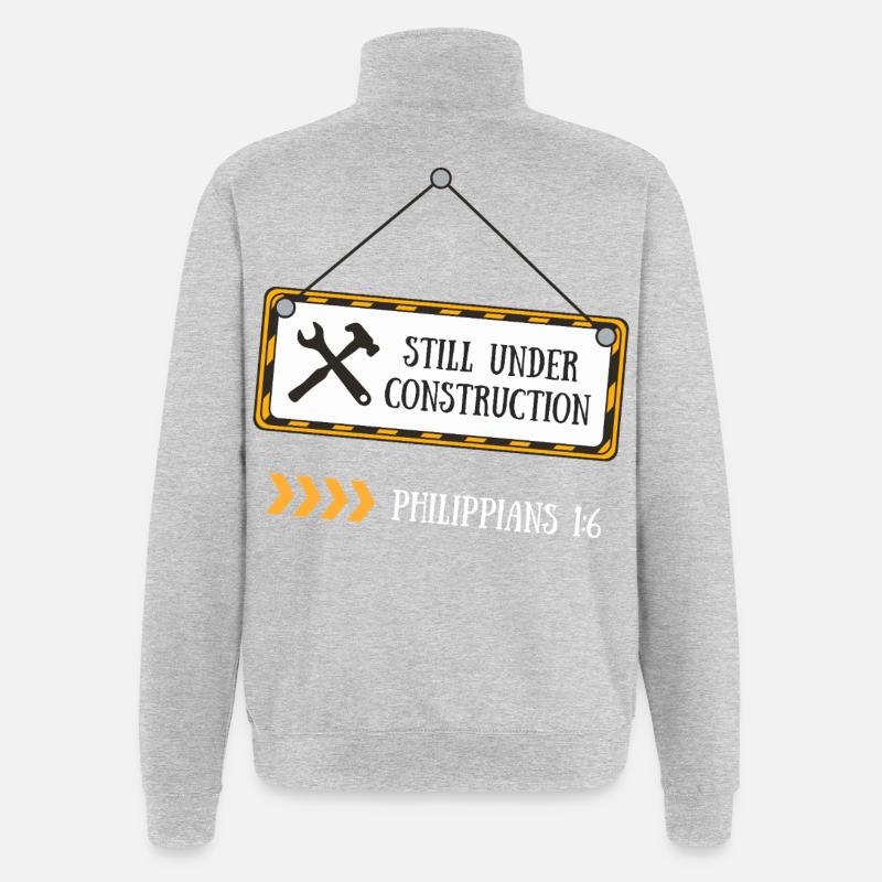 Toujours en construction – Philippiens 1:6 - Sweat à zip 1/4 - gris chiné