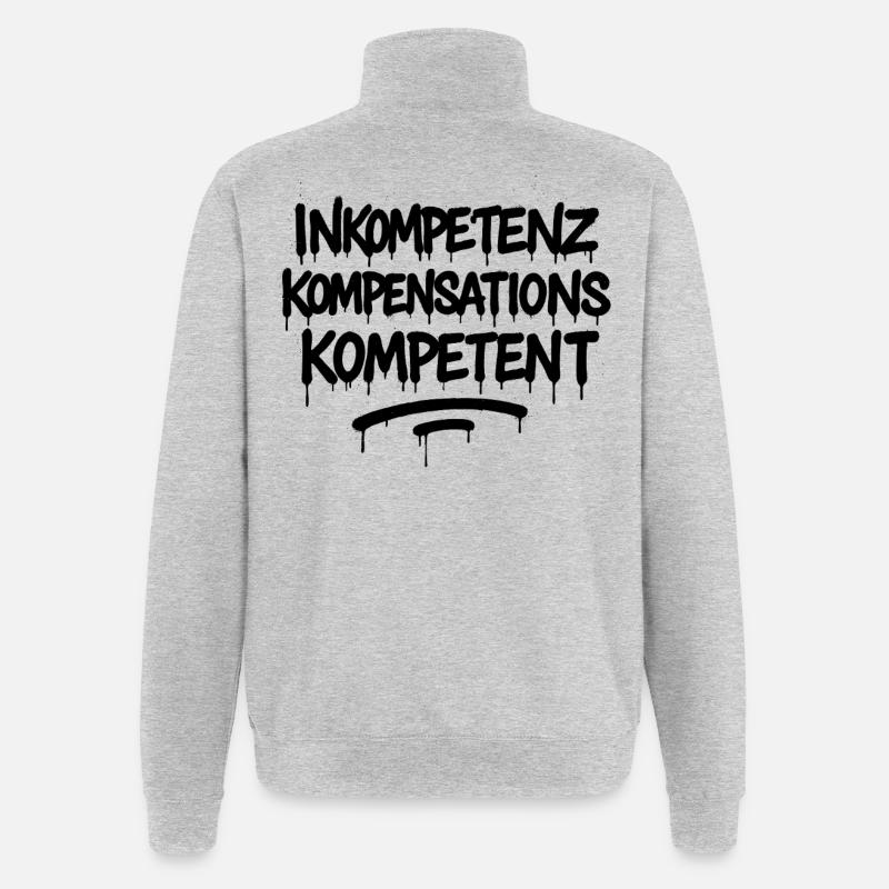 Indemnisation de l’incompétence Compétence – Büro Spruch - Sweat à zip 1/4 - gris chiné