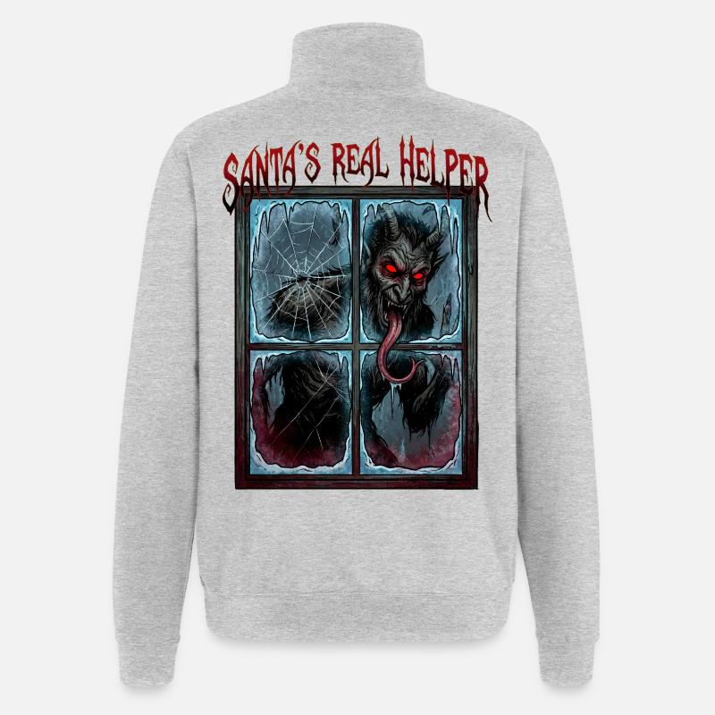 Santas Realer Helfer – Dämonischer Fenstergeist - Quarter-Zip-Sweatshirt - Grau meliert