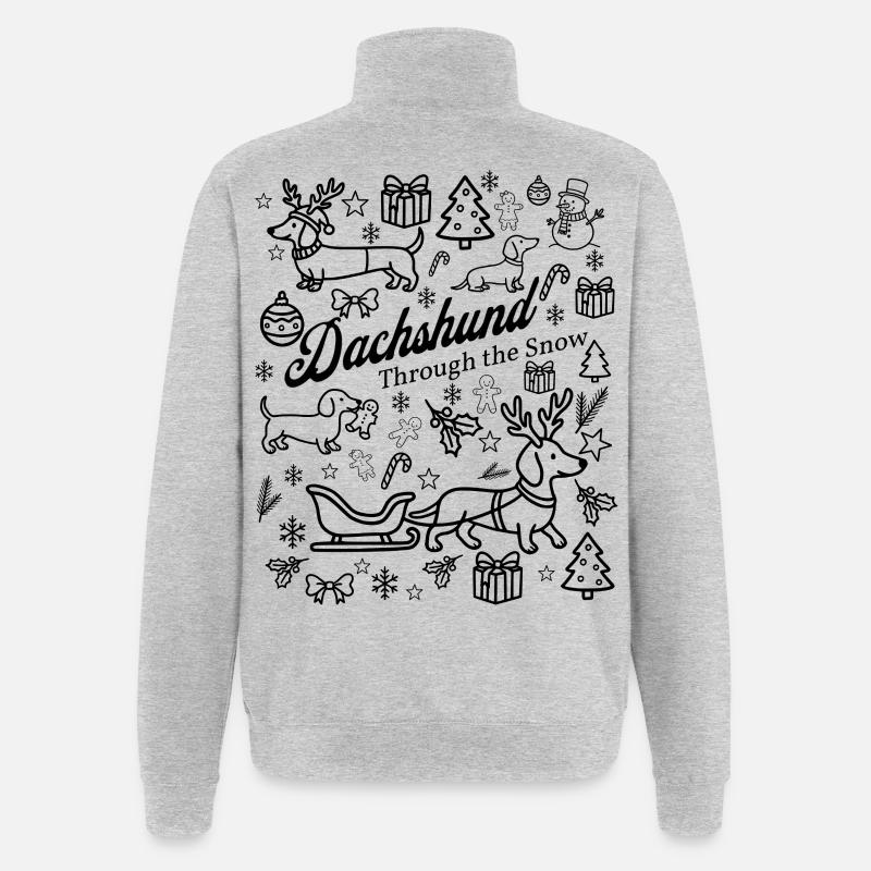 Conception de la neige teckel - Sweat à zip 1/4 - gris chiné