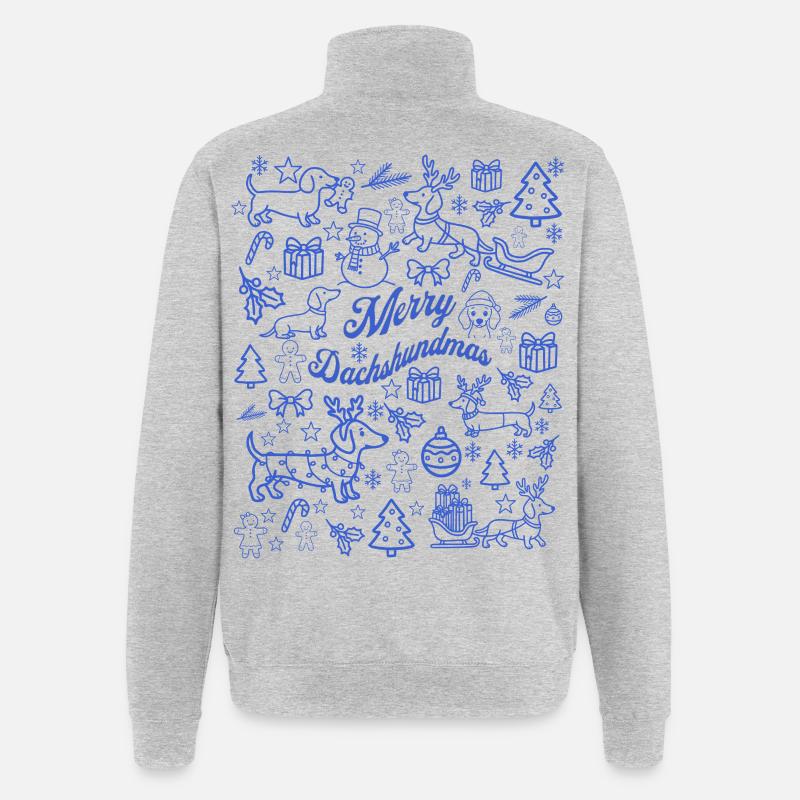 Joyeux teckels - Sweat à zip 1/4 - gris chiné