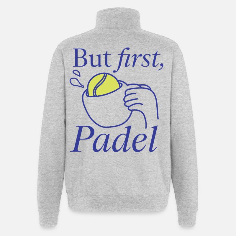 But first, Padel Design Logo - Quarter-Zip Sweatshirt - heather grey