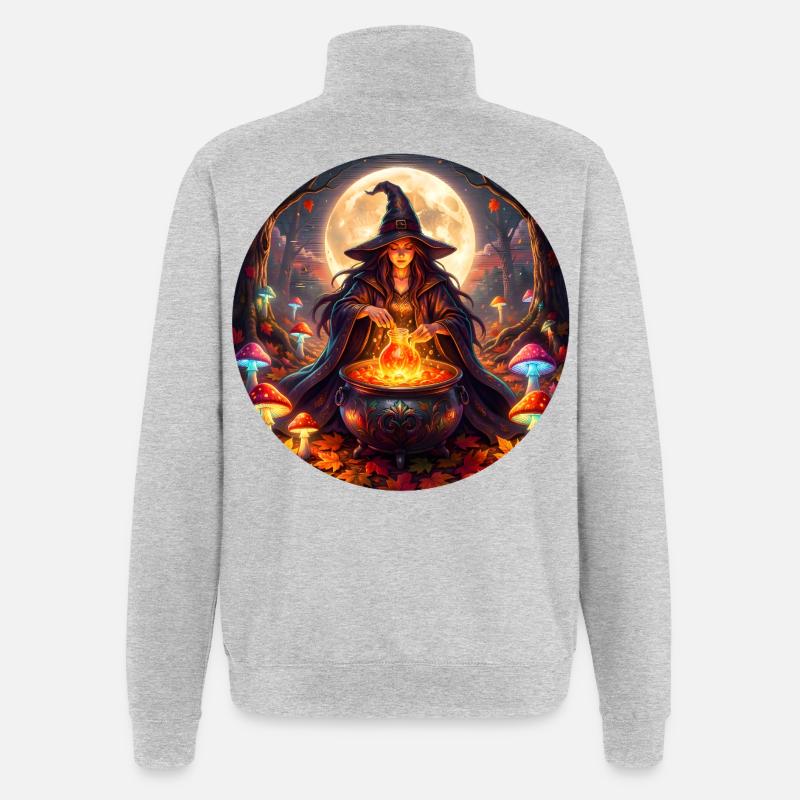 Moonlit Witch's Cauldron - Quarter-Zip Sweatshirt - heather grey