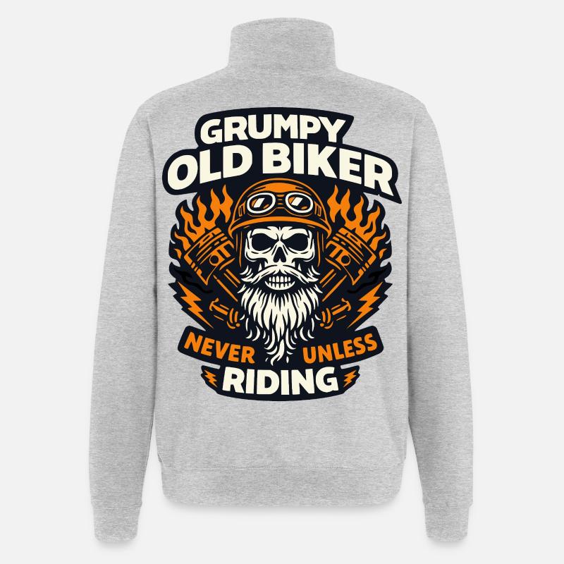 Grummeliger Alter Biker - Quarter-Zip-Sweatshirt - Grau meliert