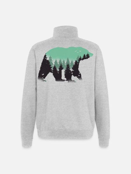 Bear Forest Nature - Quarter-Zip Sweatshirt - heather grey
