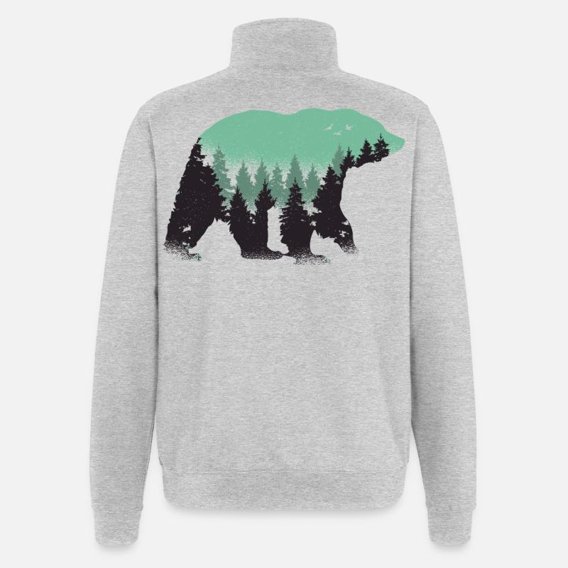 Bear Forest Nature - Quarter-Zip Sweatshirt - heather grey