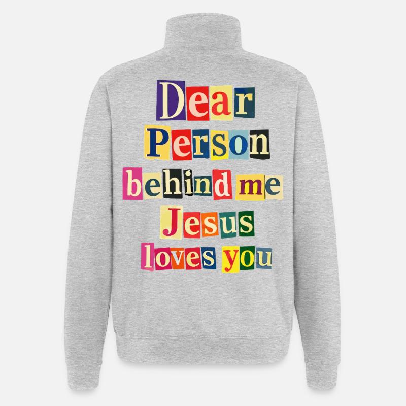 Jesus liebt dich positive Botschaft - Quarter-Zip-Sweatshirt - Grau meliert