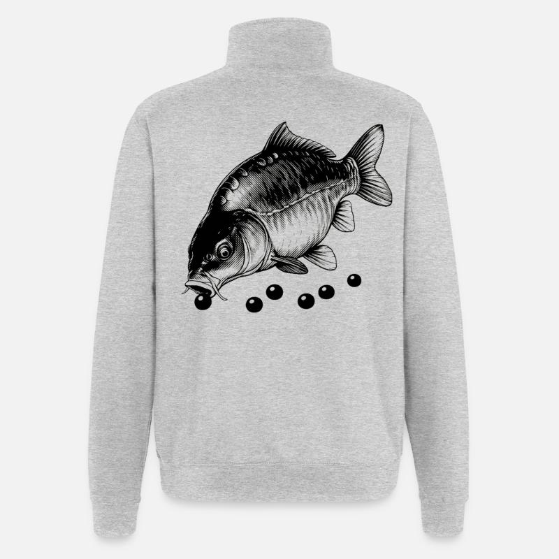 Carp at lunch - Quarter-Zip Sweatshirt - heather grey