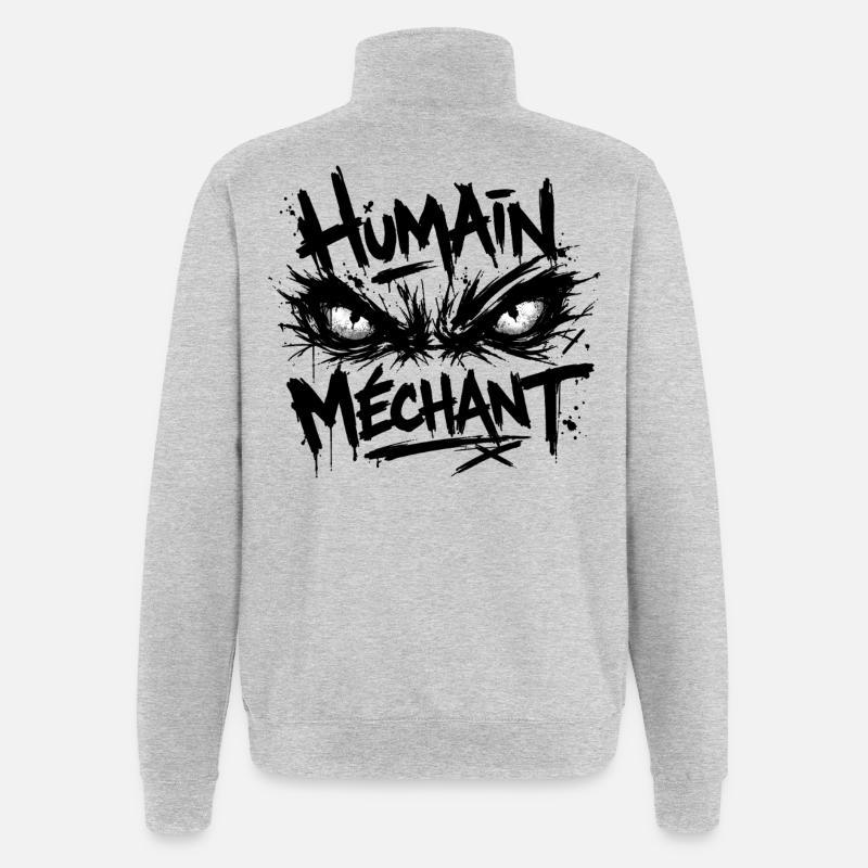 Evil Human Look Black Pattern - Quarter-Zip Sweatshirt - heather grey