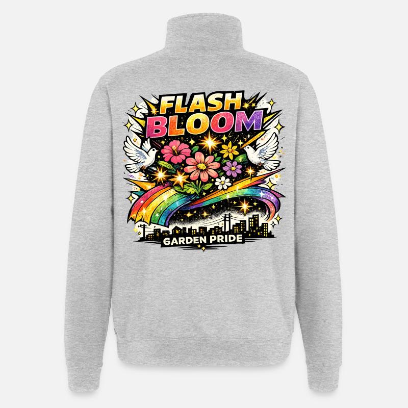 Flash Bloom Garden Pride Blumen Regenbogen - Quarter-Zip-Sweatshirt - Grau meliert