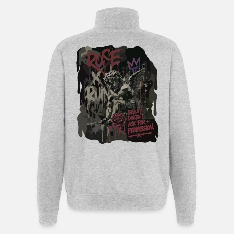 Rose x Ruin - Broken Saint - Quarter-Zip-Sweatshirt - Grau meliert