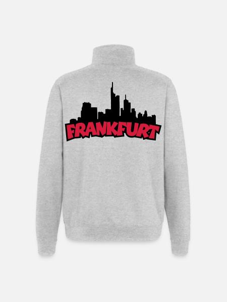 Frankfurt Skyline (Black / Red) - Quarter-Zip Sweatshirt - heather grey