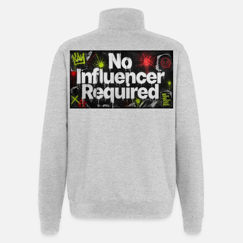 No Influencer Required - Quarter-Zip Sweatshirt - heather grey