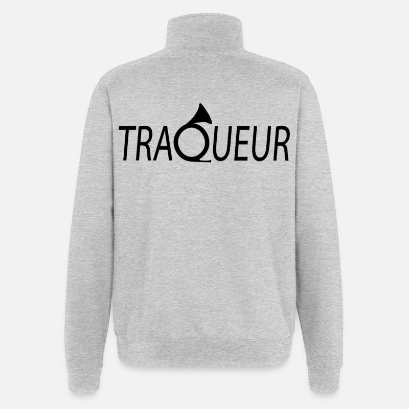 TRACKER T-Shirt anpassbar mit Ihrem Text - Quarter-Zip-Sweatshirt - Grau meliert