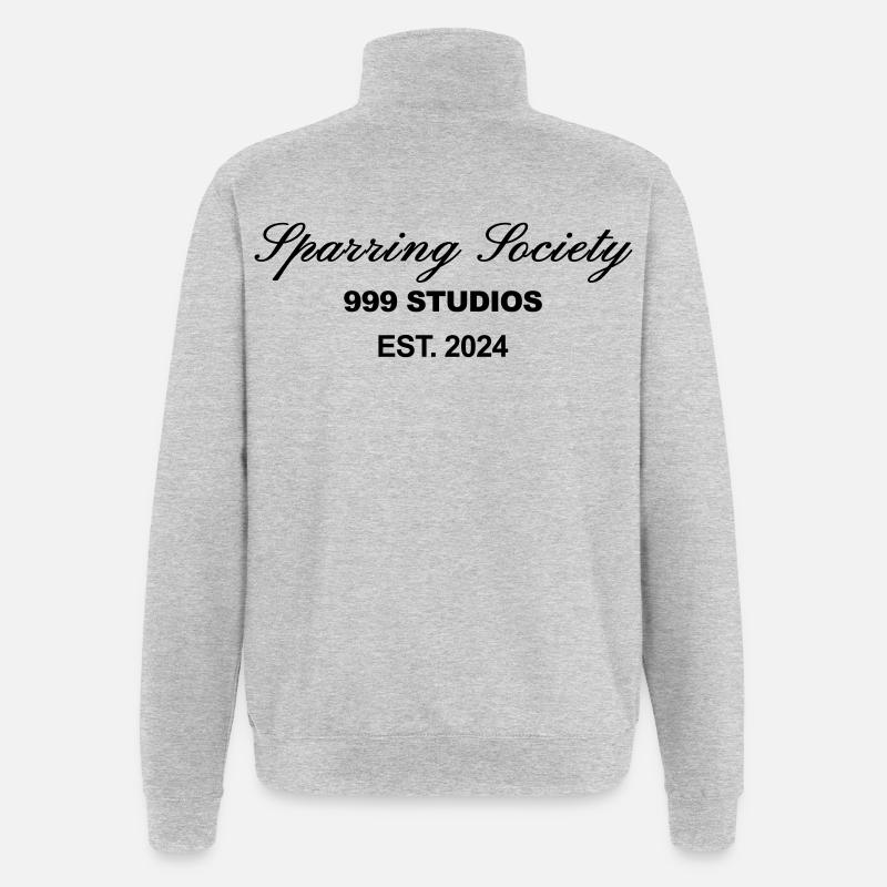 Sparring Gesellschaft Weißer Druck - Quarter-Zip-Sweatshirt - Grau meliert