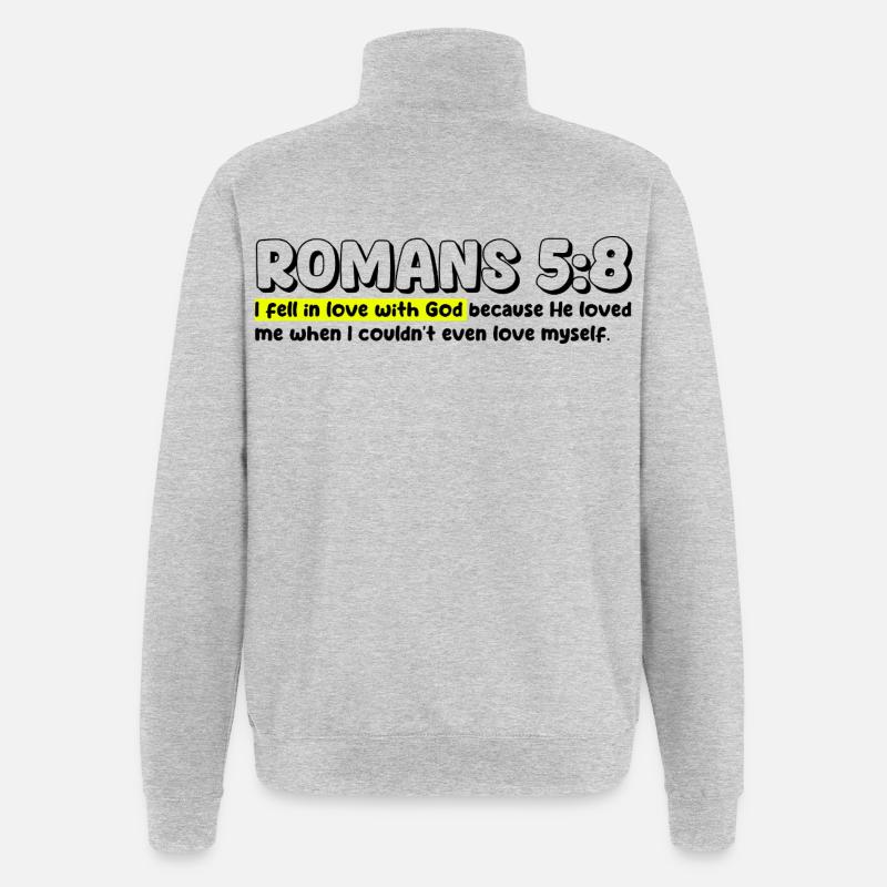 Romains 5:8 | Citation de la Bible - Sweat à zip 1/4 - gris chiné