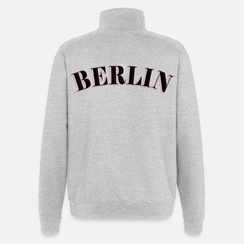 Berlin Retro - Sweat à zip 1/4 - gris chiné