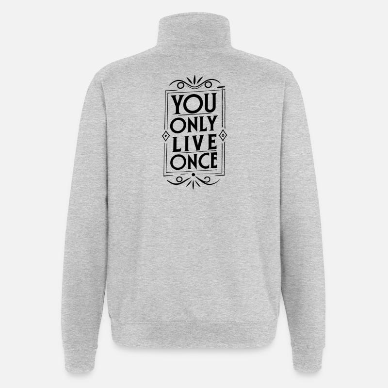 On ne vit qu’une fois - Sweat à zip 1/4 - gris chiné
