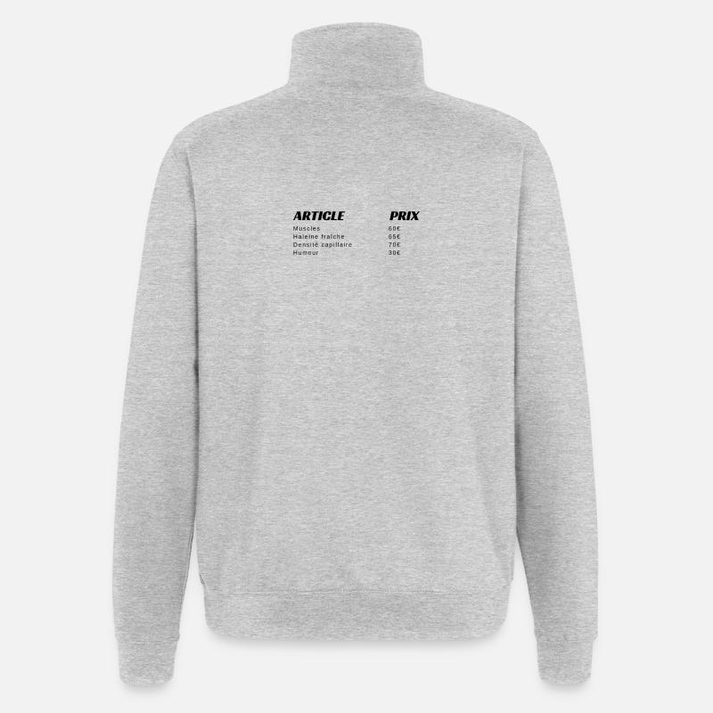 Ticket de caisse humour  - Sweat à zip 1/4 - gris chiné