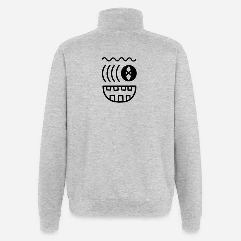 Visage de monstre ondulé - Sweat à zip 1/4 - gris chiné