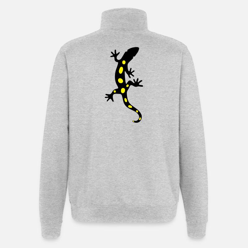 Salamandre Lézard Salamandre Gecko Feu - Sweat à zip 1/4 - gris chiné