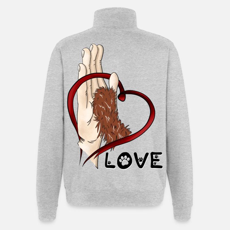 Amour de la patte - Patte brune - Sweat à zip 1/4 - gris chiné