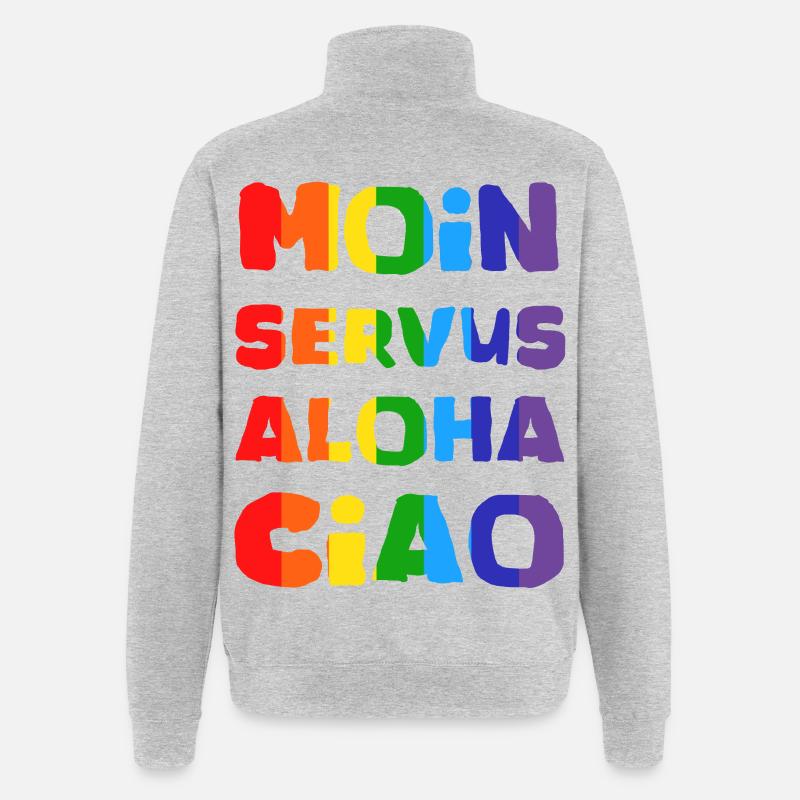 Collection de Salutations Arc-en-ciel - Sweat à zip 1/4 - gris chiné