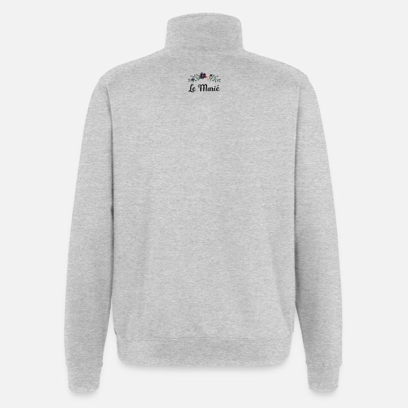 le marié - collection mariage bucolique - Sweat à zip 1/4 - gris chiné