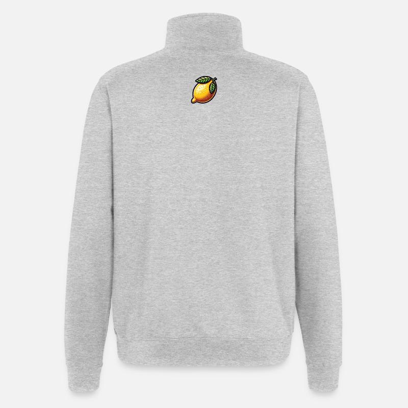 Zitrone Kunst Illustration - Quarter-Zip-Sweatshirt - Grau meliert
