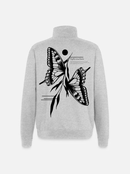 Dovetail Butterfly - Quarter-Zip Sweatshirt - heather grey