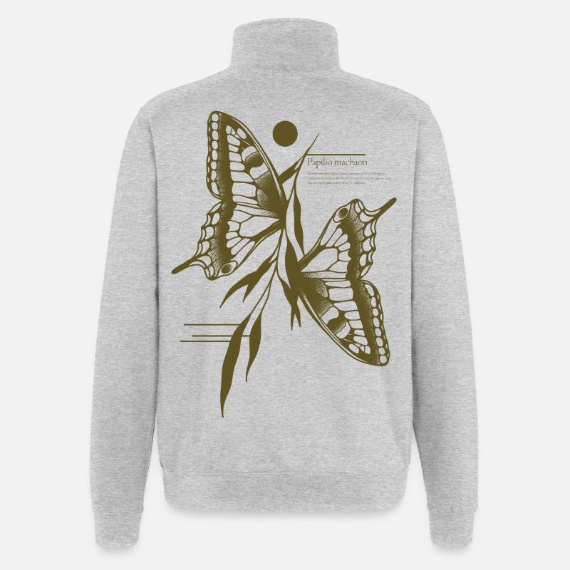 Papillon à queue d’aronde - Variante - Sweat à zip 1/4 - gris chiné