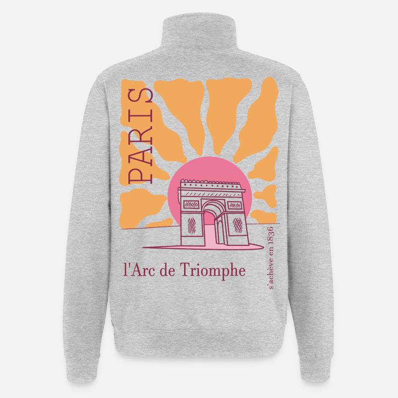 Frankreich arc de triomphe - Quarter-Zip-Sweatshirt - Grau meliert