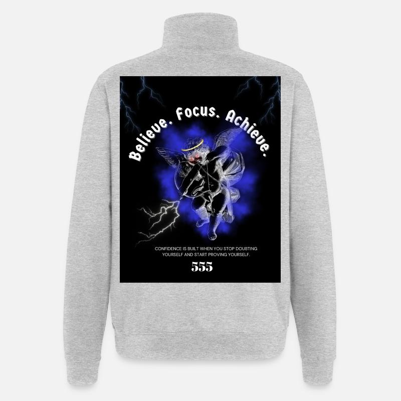 Back_andWhite_IllustrationT-HemdGlaubInSich Selbst - Quarter-Zip-Sweatshirt - Grau meliert