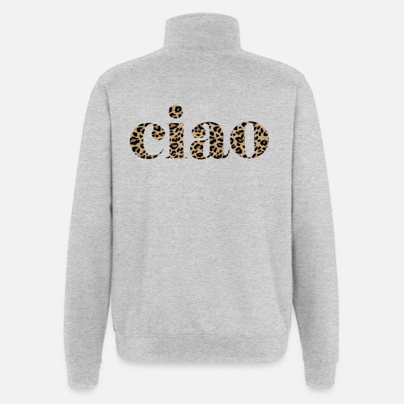 Imprimé léopard Ciao Lettering Design - Sweat à zip 1/4 - gris chiné
