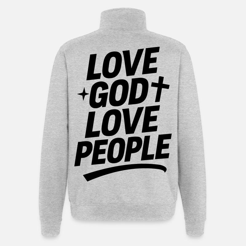 Liebe Gott und liebe Deinen Nächsten - Quarter-Zip-Sweatshirt - Grau meliert