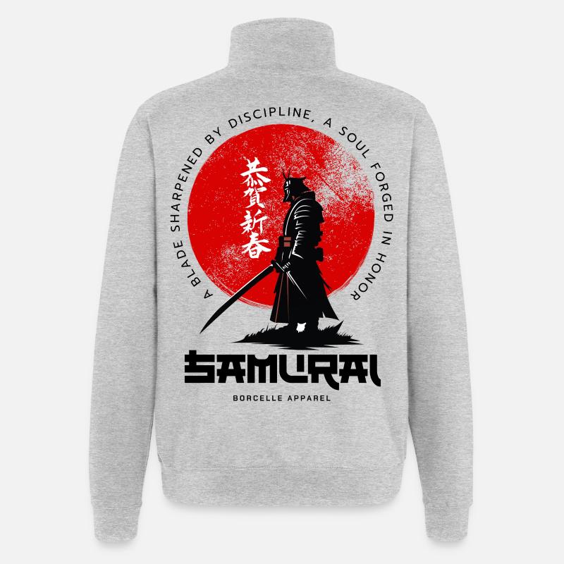 Samurai Moon Circle - Quarter-Zip Sweatshirt - heather grey