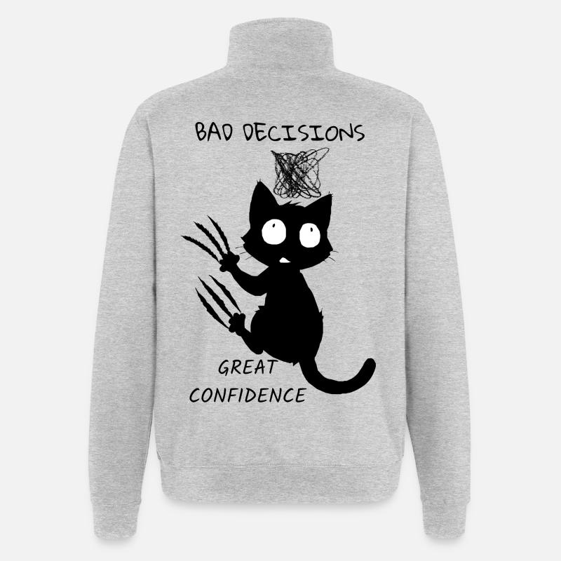 Schwarzes Kätzchen mit großen Augen - Quarter-Zip-Sweatshirt - Grau meliert