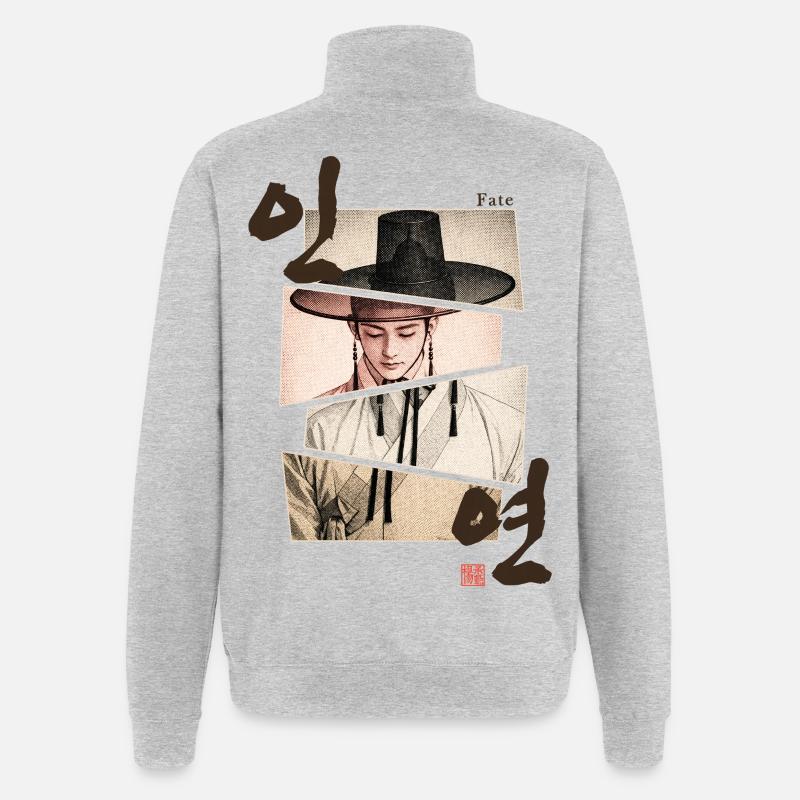 Inyeon( Fate ) – Korean  hanbok  design - Quarter-Zip-Sweatshirt - Grau meliert