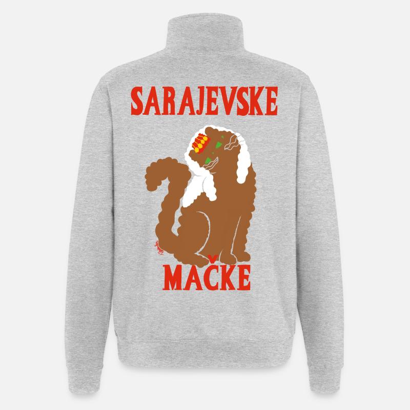 Chat de Sarajevo Bosnie  - Sweat à zip 1/4 - gris chiné