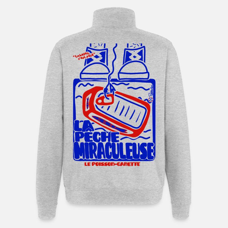 Pêche Miraculeuse Retro - Quarter-Zip-Sweatshirt - Grau meliert