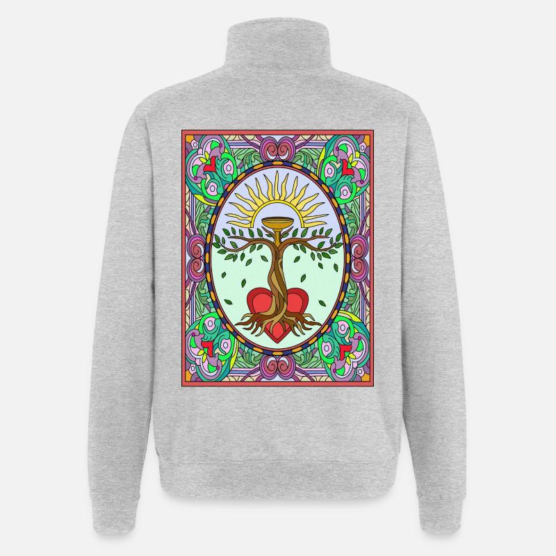 Sonnenbaum im Herzfenster - Quarter-Zip-Sweatshirt - Grau meliert