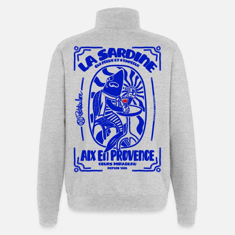 Sardine Aix En Provence - Sweat à zip 1/4 - gris chiné