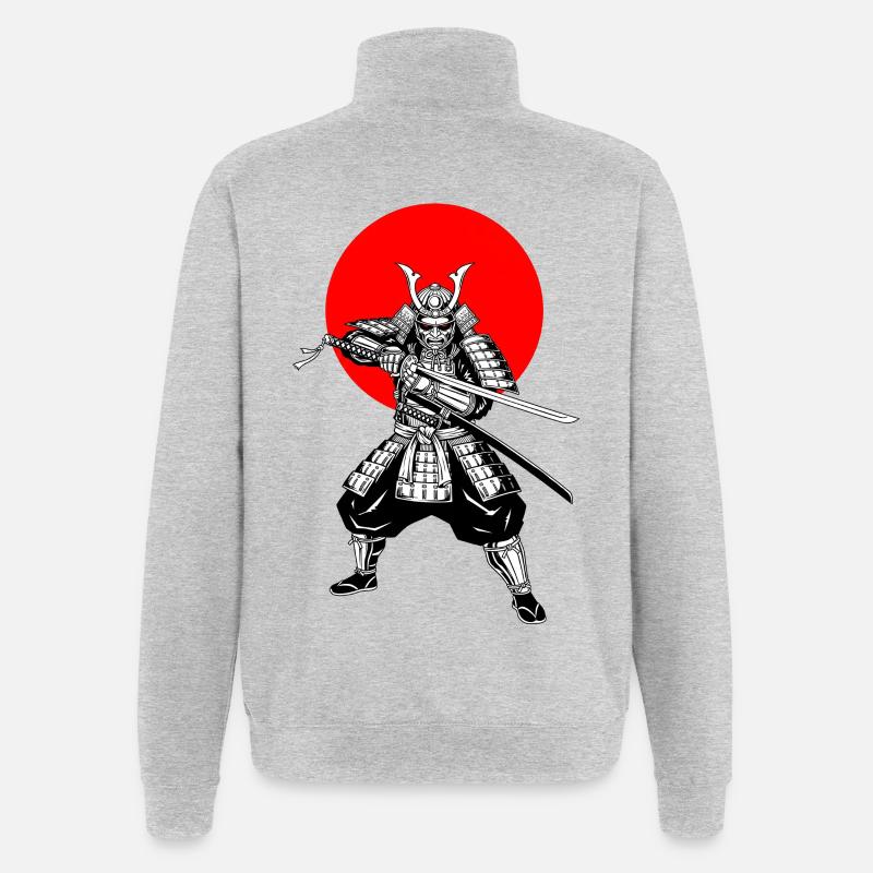 Japanese style samurai - Quarter-Zip Sweatshirt - heather grey