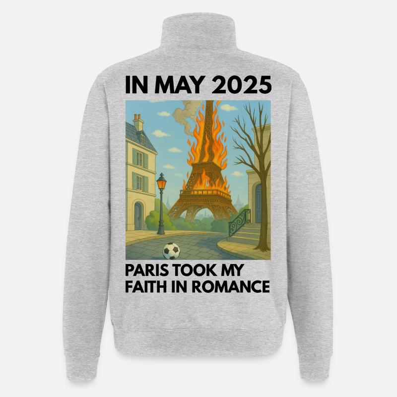 La Tour Eiffel en feu - Sweat à zip 1/4 - gris chiné