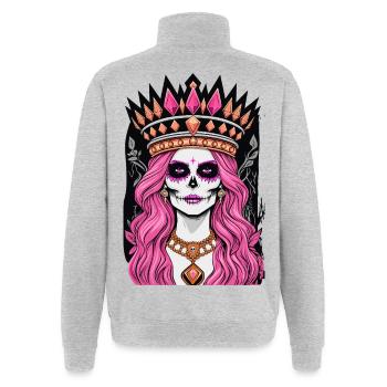 Queen of Gems - Illustration - Quarter-Zip Sweatshirt - heather grey - Back - AI Model Male 178 dark (178cm)