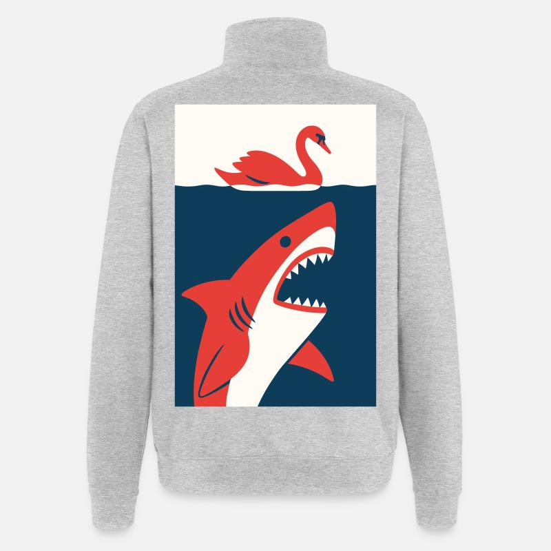 Schwan trifft Hai #2 - Quarter-Zip-Sweatshirt - Grau meliert