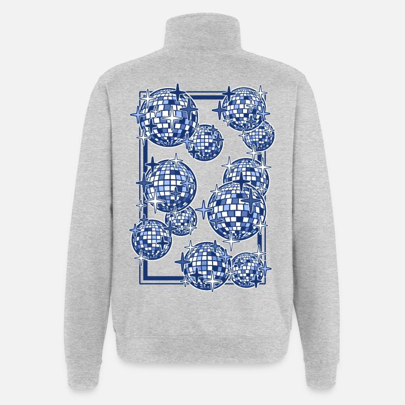 Spiegelkugeln in Blau - Quarter-Zip-Sweatshirt - Grau meliert