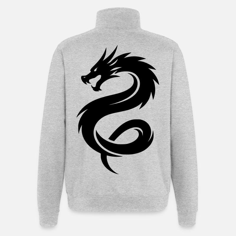 Asiatischer Drache - Quarter-Zip-Sweatshirt - Grau meliert