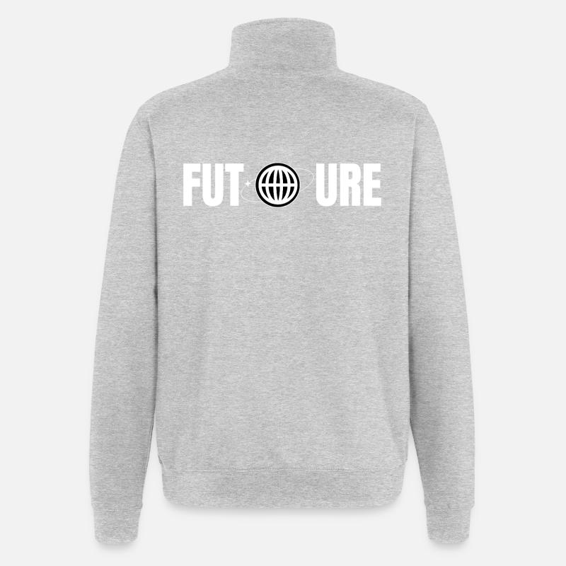Futur design d’icônes globe - Sweat à zip 1/4 - gris chiné